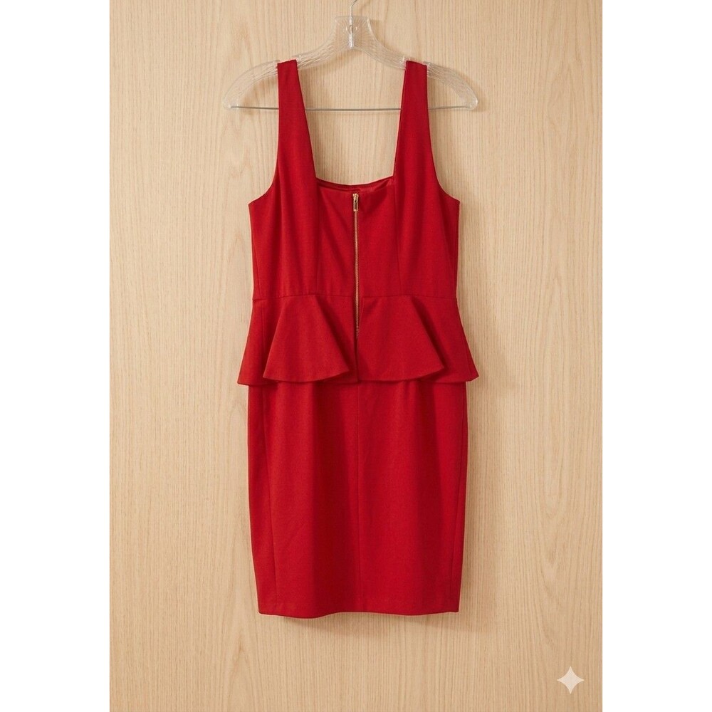 Carmen Marc Valvo Womens Sleeveless Red Zip Back Dress Size Petite M